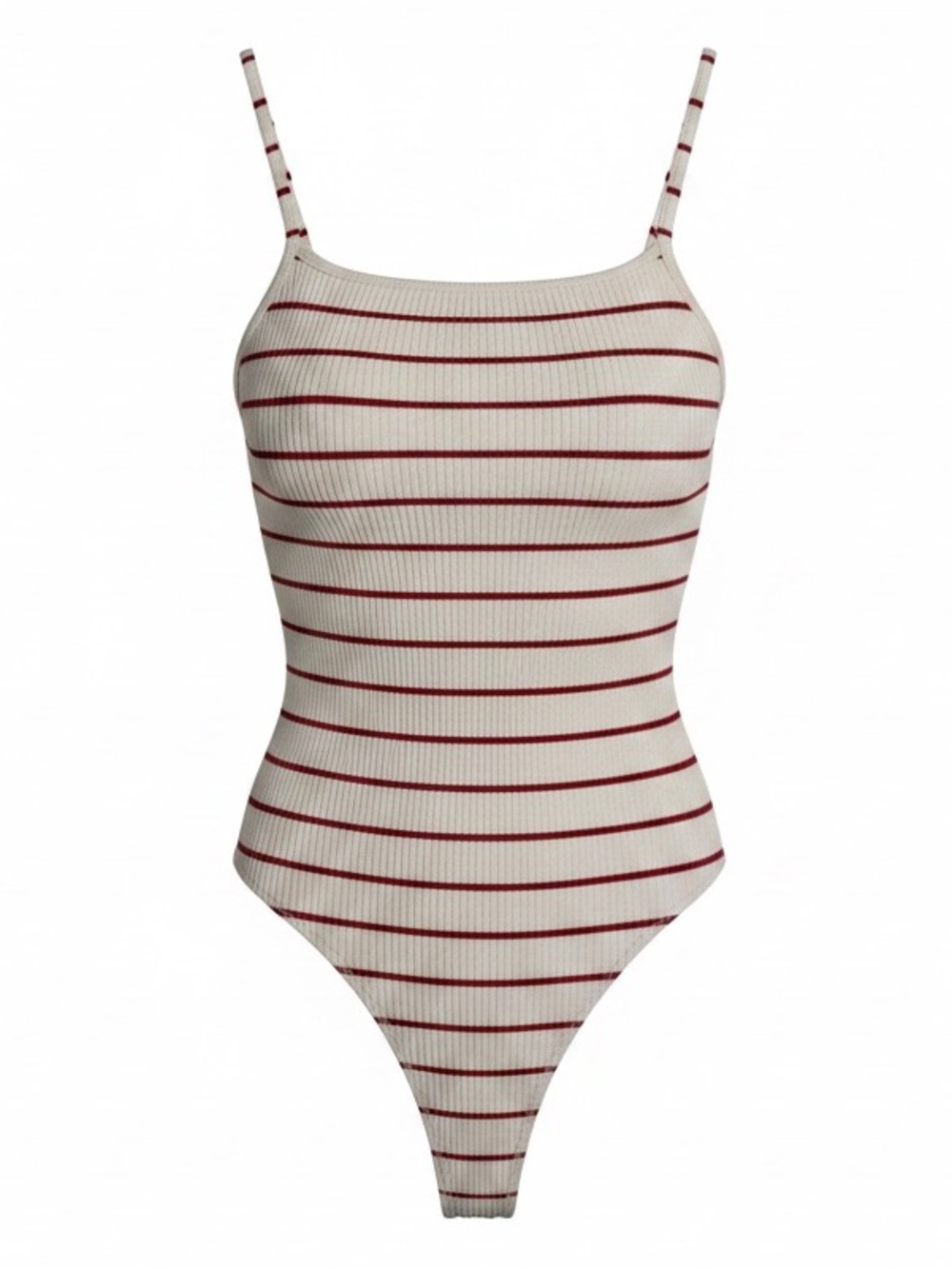 PAIGE Rebecca Red Striped Ribbed Bodysuit